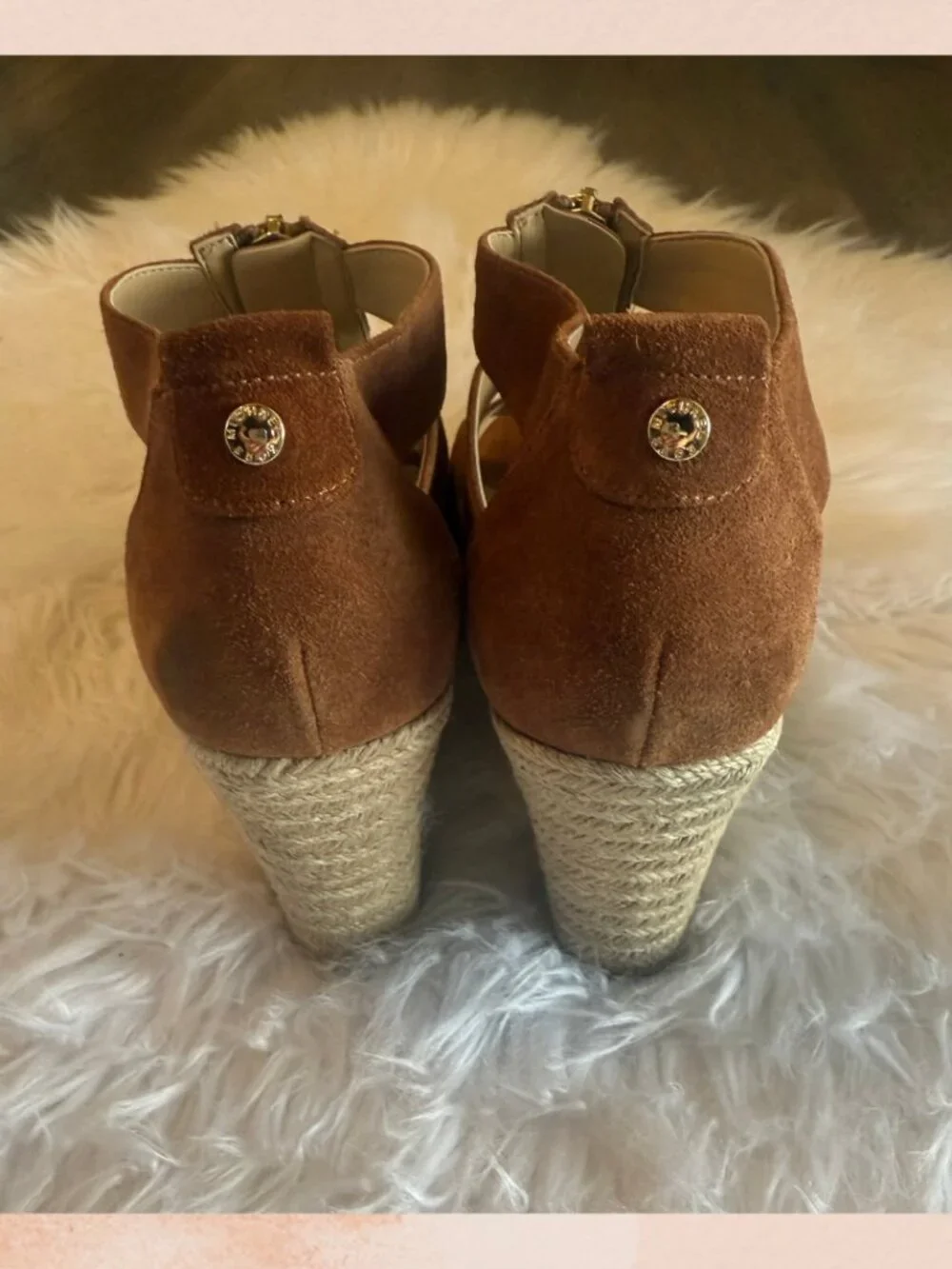 Michael Kors Brown Suede Cage Wedge Espadrille